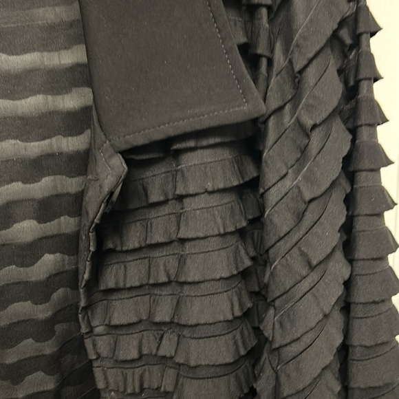 Black ruffle jacket.  Tags were removed do they didn’t show thru the fabric - Picture 2 of 5